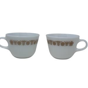 Two Vintage Corelle Butterfly Gold Tea Coffee Cups